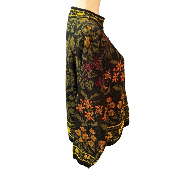 Vintage 80s Lindsey Blake Sweater Floral Chenille Wool Blend Italy Size Medium - Picture 8 of 11